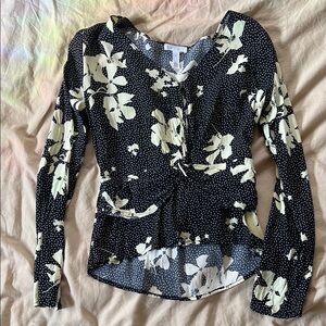 Floral Black and White Women's Top
